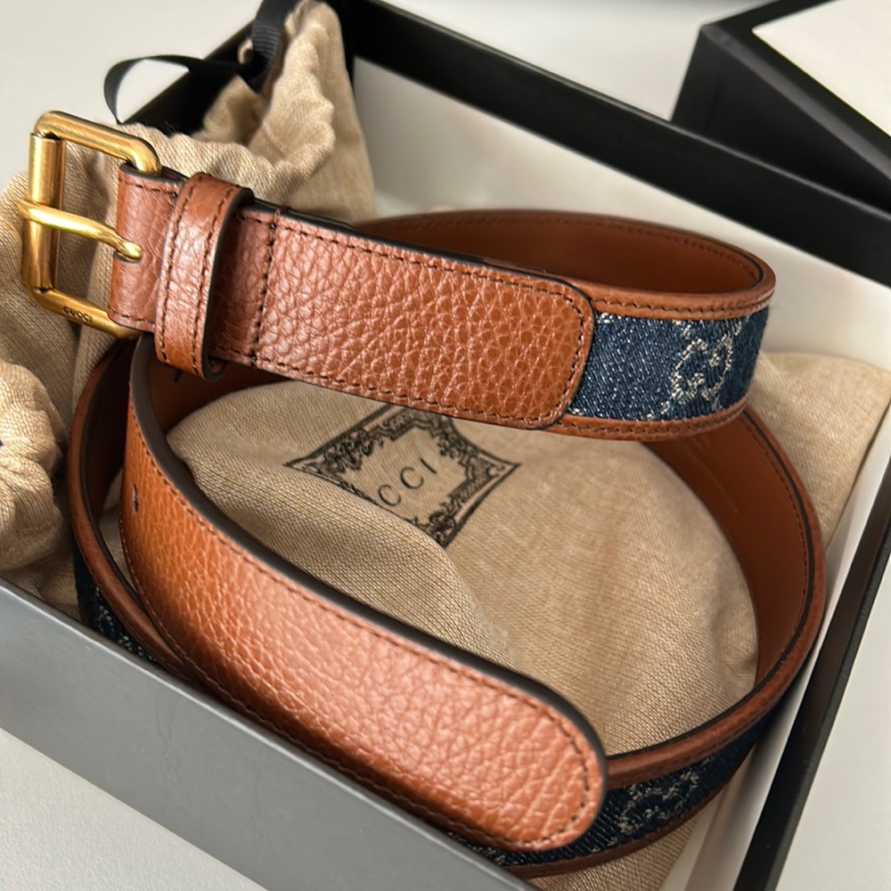 Authentic Gucci Denim belt size 85/34